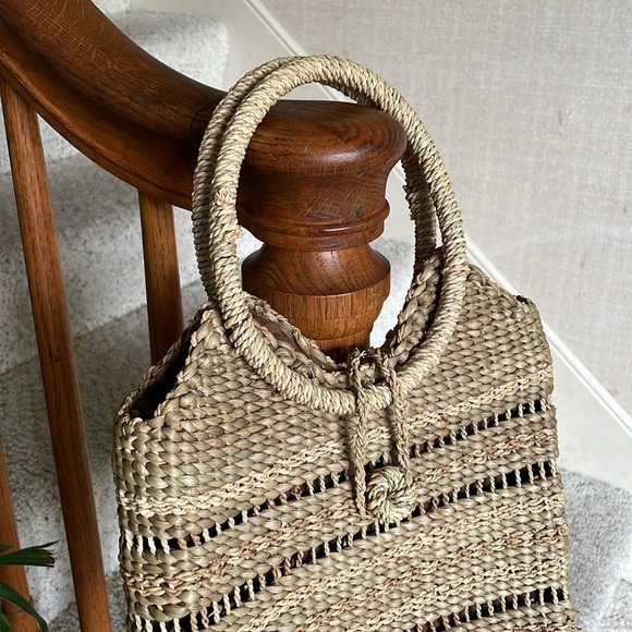 Natural Boho Woven Wicker Tote Clutch Purse - Picture 2 of 14